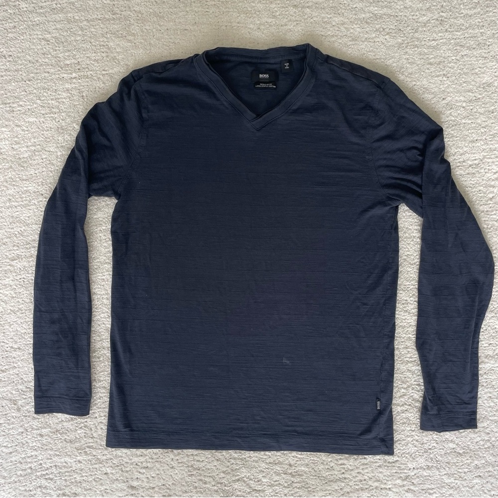 Boss Longsleeve Shirt, Dark Blue, Men’s Large